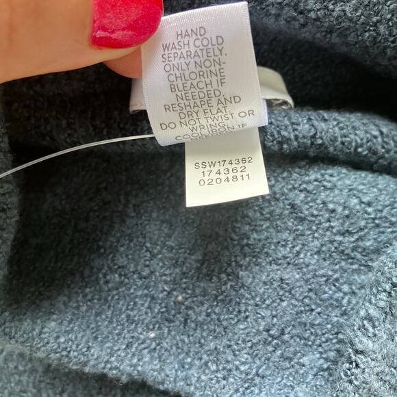 J Jill PureJill Sweater XS/S Blue Pullover Mock Neck Open Sided Oversized NWT - Picture 11 of 12